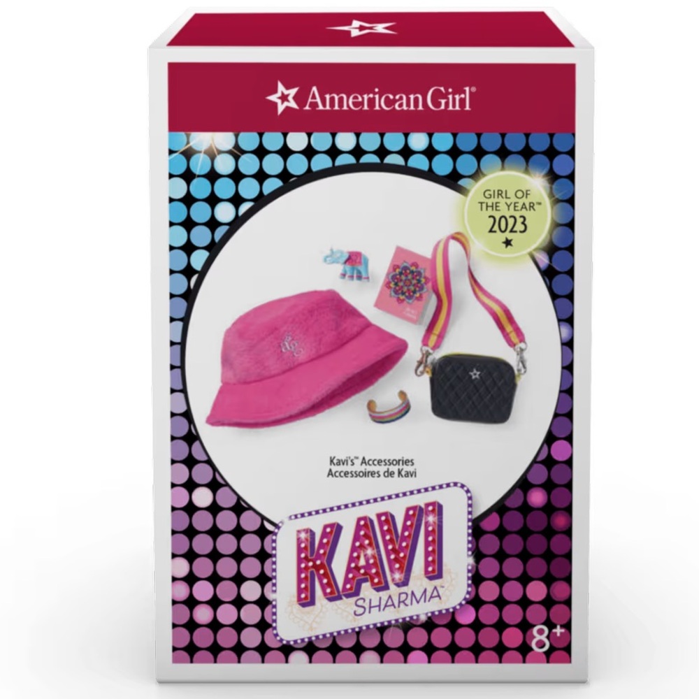 American Girl Kavi Pink Hat and Black Purse Set